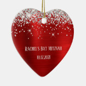 Silver Glitter Red Folie persoonlijke bat Mitzvah Keramisch Ornament (Rechts)