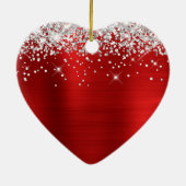 Silver Glitter Red Folie persoonlijke bat Mitzvah Keramisch Ornament (Achterkant)