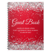 Silver Glitter Red Glam Gradient Afstuderen Guest Notitieboek (Voorkant)