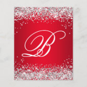 Silver Glitter Red Ombre 50th Birthday Invitation (Achterkant)
