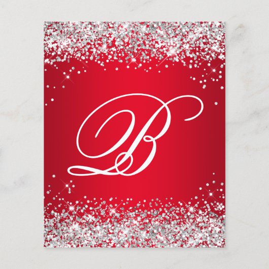 Silver Glitter Red Ombre 50th Birthday Invite Flyer (Achterkant)