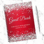 Silver Glitter Red Ombre 90th Birthday Guestbook Notitieboek<br><div class="desc">Creëer je eigen gastenboek voor haar 90ste verjaardagsfeest in dit lege notitieboek. Meisjes faux dun,  zilverglitter op de boven- en onderrand boven een rood ombre. U kunt de doopvontstijl en grootte aanpassen zoals nodig.</div>