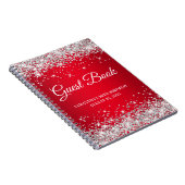 Silver Glitter Red Ombre 90th Birthday Guestbook Notitieboek (Rechterzijde)