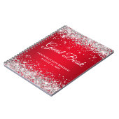 Silver Glitter Red Ombre 90th Birthday Guestbook Notitieboek (Linkerzijde)