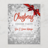 Silver Glitter Red Ribbon Kerstfeestdag (Voorkant)