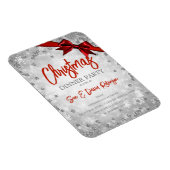 Silver Glitter Red Ribbon Xmas Holiday Invite Magneet (Rechterzijde)