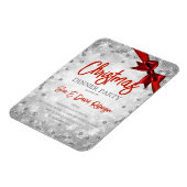 Silver Glitter Red Ribbon Xmas Holiday Invite Magneet (Linkerzijde)