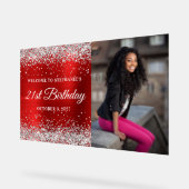 Silver Glitter Red Welcome 21st Birthday Acryl Bord (Hoek)