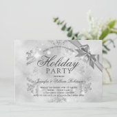 Silver Glitter & Ribbon | Vakantiedagen Kaart (Staand voorkant)