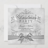 Silver Glitter & Ribbon | Vakantiedagen Kaart (Voorkant)