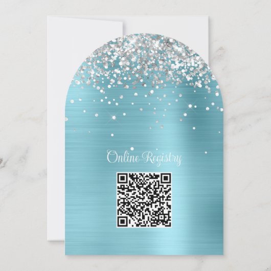 Silver Glitter Robin Egg Blue Baby shower Kaart (Achterkant)