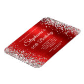 Silver Glitter Rode Folie 40e Verjaardag Keepsake Magneet (Linkerzijde)