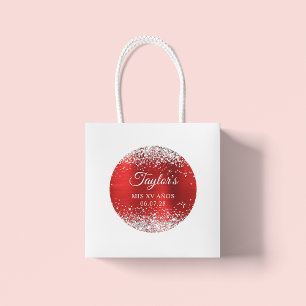 Silver Glitter Rode Folie Mis XV Anos Verjaardag Ronde Sticker