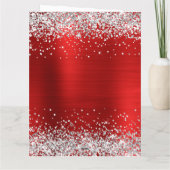 Silver Glitter Rood Happy Jubileum Kaart (Achterkant)