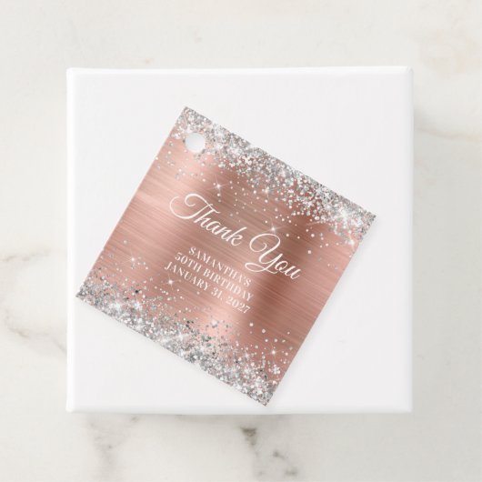 Silver Glitter Roos Gold 50th Birthday Hartelijk d Bedankjes Labels (In situ)
