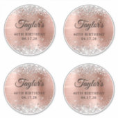 Silver Glitter Roos Gold 6" Cirkels 40e Verjaardag Sticker (Voorkant)