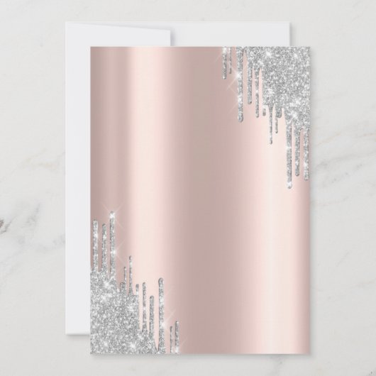 Silver Glitter Roos Gold 80th Birthady RSVP Kaart (Achterkant)