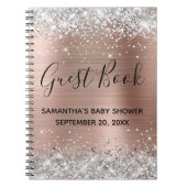 Silver Glitter Roos Gold Baby shower Guestbook Notitieboek (Voorkant)