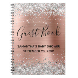 Silver Glitter Roos Gold Baby shower Guestbook Notitieboek