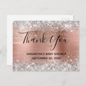 Silver Glitter Roos Gold Baby shower Hartelijk dan Briefkaart (Voorkant / Achterkant)