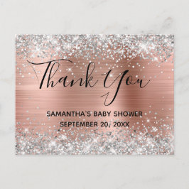 Silver Glitter Roos Gold Baby shower Hartelijk dan Briefkaart
