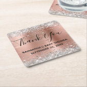 Silver Glitter Roos Gold Baby shower Hartelijk dan Kartonnen Onderzetters (Schuin)