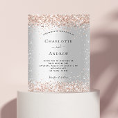 Silver glitter roos Gold bruiloft Flyer