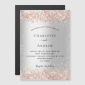 Silver glitter roos Gold bruiloft magneet Magnetische Uitnodiging (Voorkant / Achterkant)