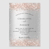 Silver glitter roos Gold bruiloft magneet Magnetische Uitnodiging (Voorkant)