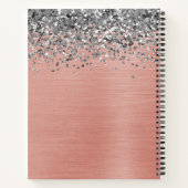 Silver Glitter Roos Gold Brushed Metal Monogram No Notitieboek (Achterkant)