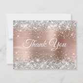 Silver Glitter Roos Gold Foil 40th Birthday Bedankkaart (Voorkant)