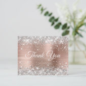 Silver Glitter Roos Gold Foil 40th Birthday Bedankkaart (Staand voorkant)