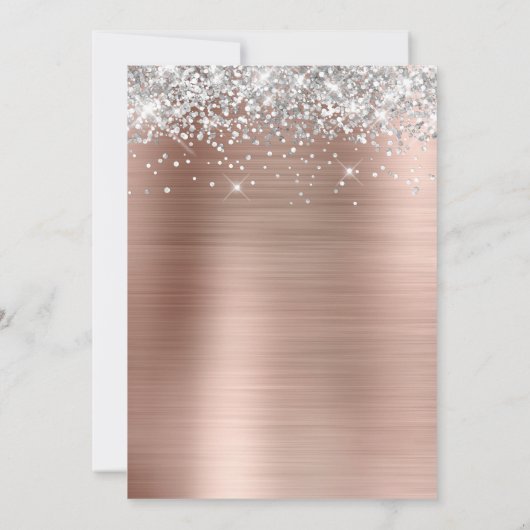 Silver Glitter Roos Gold Foil Baby shower Kaart (Achterkant)
