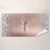 Silver Glitter Roos Gold Foil Fancy Monogram Badhanddoek (Badhanddoek)