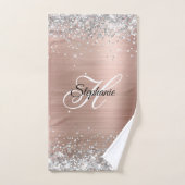 Silver Glitter Roos Gold Foil Fancy Monogram Handdoek (Handdoek)