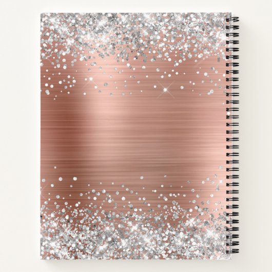 Silver Glitter Roos Gold Foil Fancy Monogram Notitieboek (Achterkant)