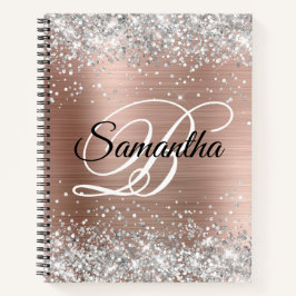 Silver Glitter Roos Gold Foil Fancy Monogram Notitieboek
