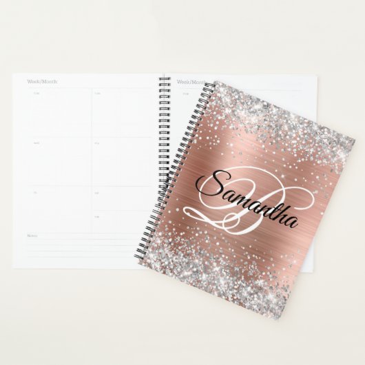 Silver Glitter Roos Gold Foil Fancy Monogram Planner (Display)