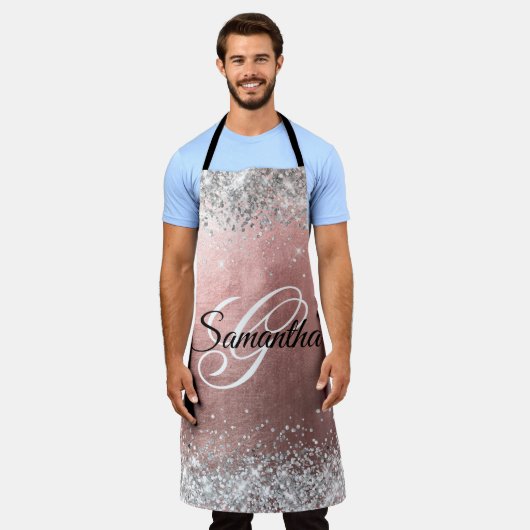 Silver Glitter Roos Gold Foil Fancy Monogram Schort (Gedragen)