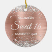 Silver Glitter Roos Gold Foil Sweet 16 Birthday Keramisch Ornament (Voorkant)