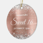 Silver Glitter Roos Gold Foil Sweet 16 Birthday Keramisch Ornament (Links)