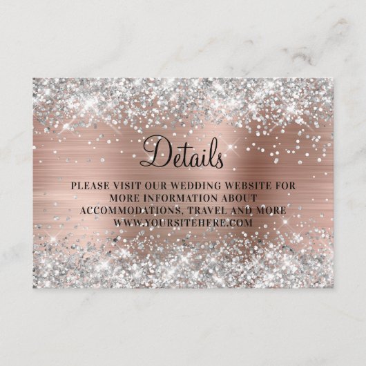 Silver Glitter Roos Gold Foil Weddenschap - Gegeve Informatiekaartje (Voorkant)