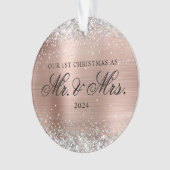 Silver Glitter Roos Gold Folie 1e Kerstfoto Ornament (voorkant)