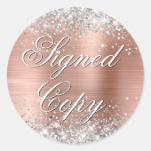 Silver Glitter Roos Gold Folie Fancy ondertekend e Ronde Sticker (Voorkant)