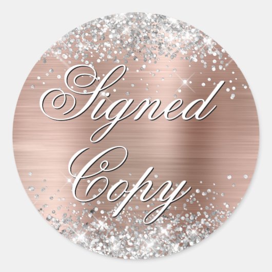 Silver Glitter Roos Gold Folie Fancy ondertekend e Ronde Sticker (Voorkant)