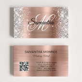 Silver Glitter Roos Gold Folie Monogram QR-code Visitekaartje