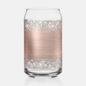 Silver Glitter Roos Gold Glam Fancy Monogram Blikvorm Glas (Achterkant)