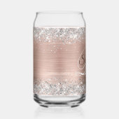 Silver Glitter Roos Gold Glam Fancy Monogram Blikvorm Glas (Rechts)