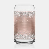 Silver Glitter Roos Gold Glam Fancy Monogram Blikvorm Glas (Links)