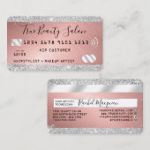 Silver Glitter Roos Gold Metallic Credit Style Visitekaartje (Voorkant / Achterkant)